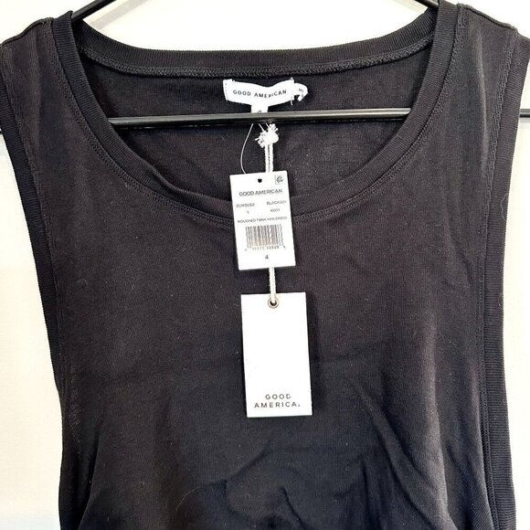 NWT Good American Black Ruched Tank Mini Dress - Size: 4 (Extra Large) - Picture 3 of 10